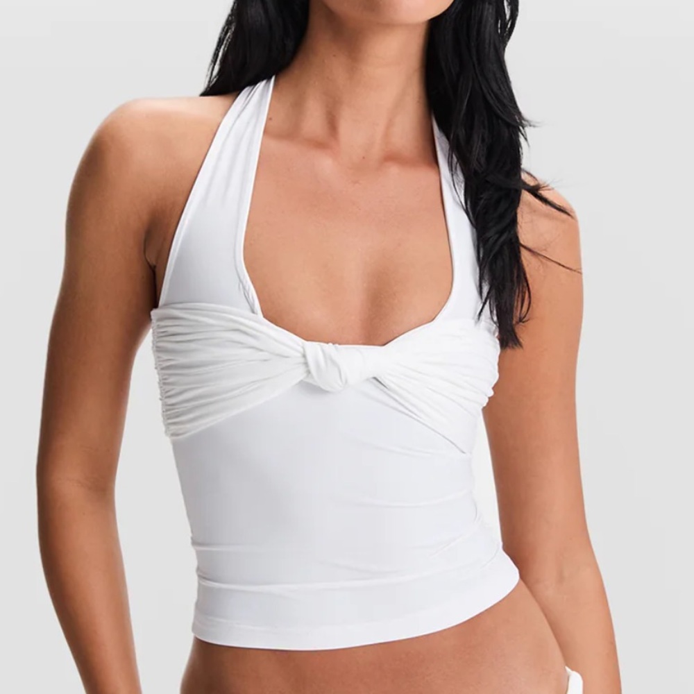 White Halter Tank Top